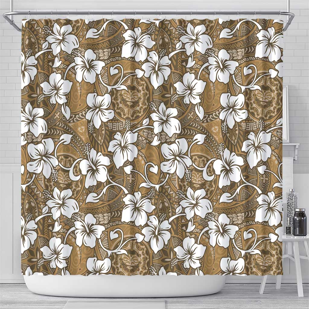 Kuvui Bula Fiji Shower Curtain Fijian Tapa Seamless Hibiscus - Polynesian Pride