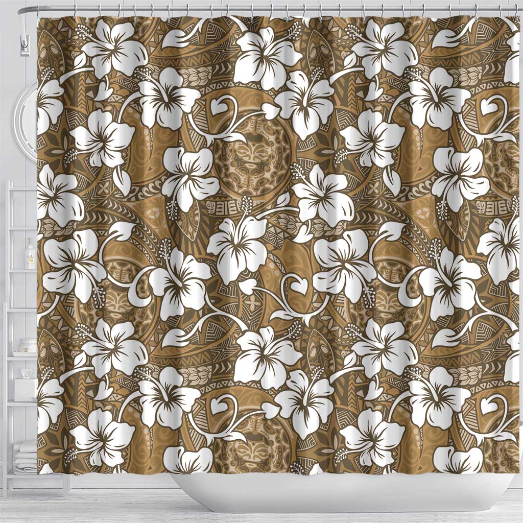 Kuvui Bula Fiji Shower Curtain Fijian Tapa Seamless Hibiscus - Polynesian Pride