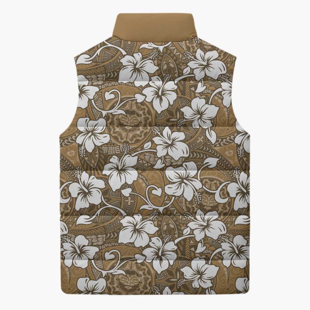 Kuvui Bula Fiji Sleeveless Puffer Jacket Fijian Tapa Seamless Hibiscus - Polynesian Pride