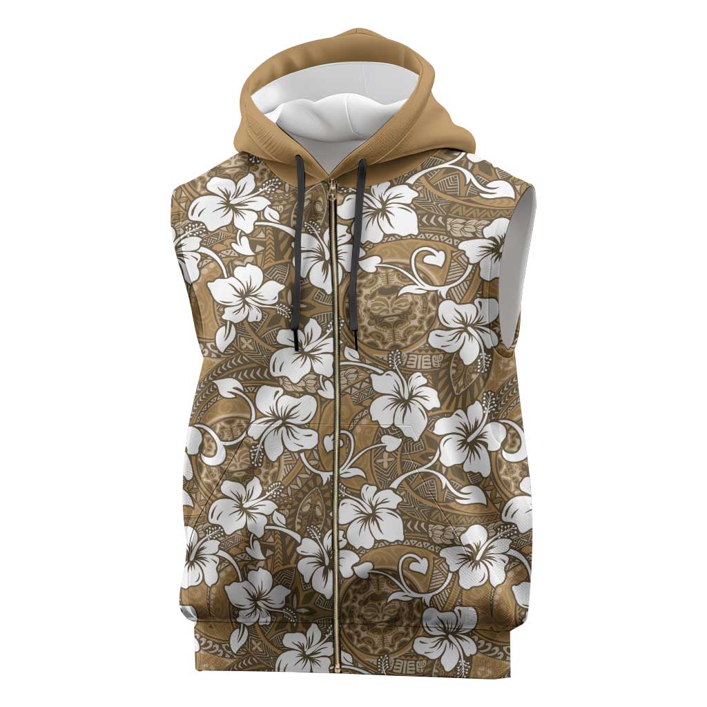 Kuvui Bula Fiji Sleeveless Zip Hoodie Fijian Tapa Seamless Hibiscus - Polynesian Pride