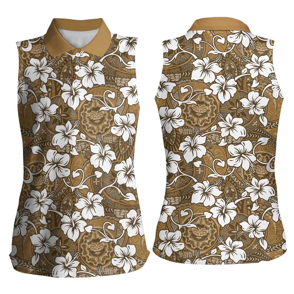 Kuvui Bula Fiji Women Sleeveless Polo Shirt Fijian Tapa Seamless Hibiscus - Polynesian Pride