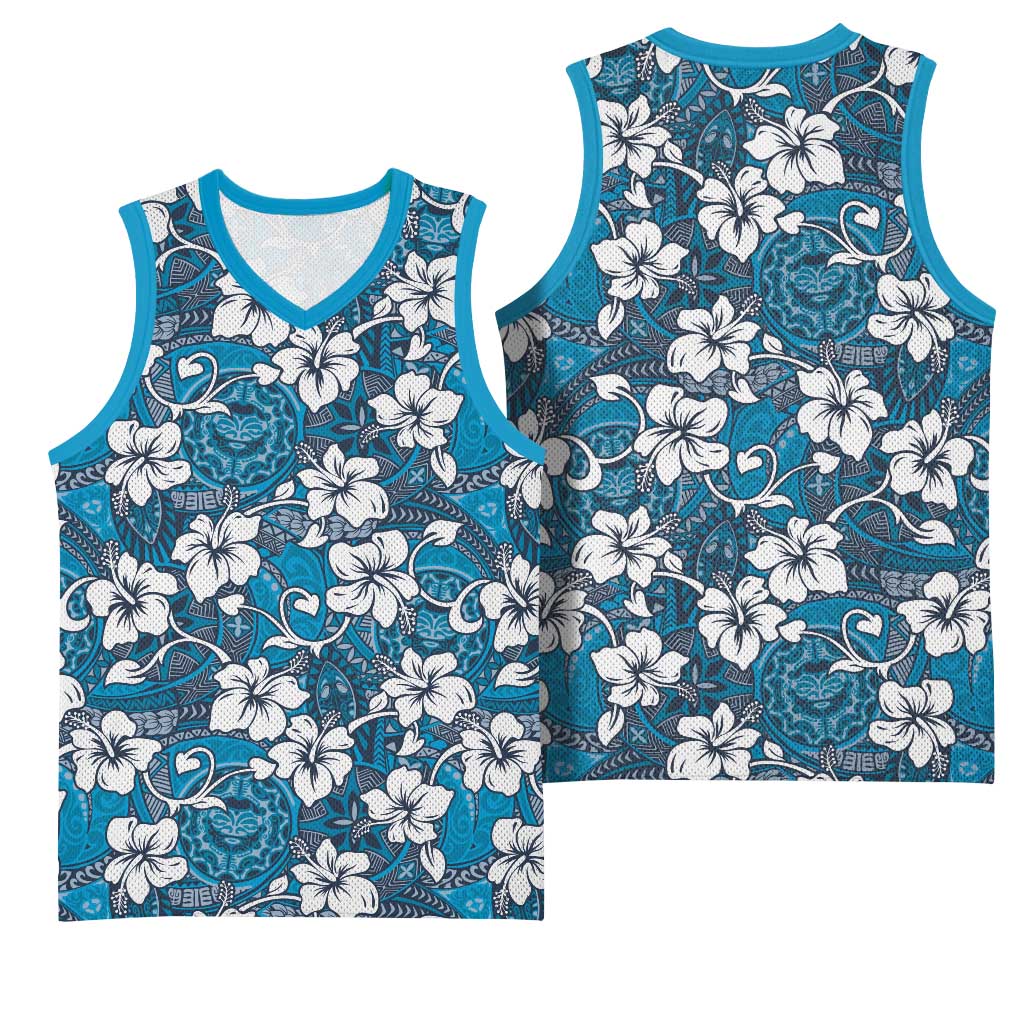 Karakarawa Bula Fiji Basketball Jersey Fijian Tapa Seamless Hibiscus - Polynesian Pride
