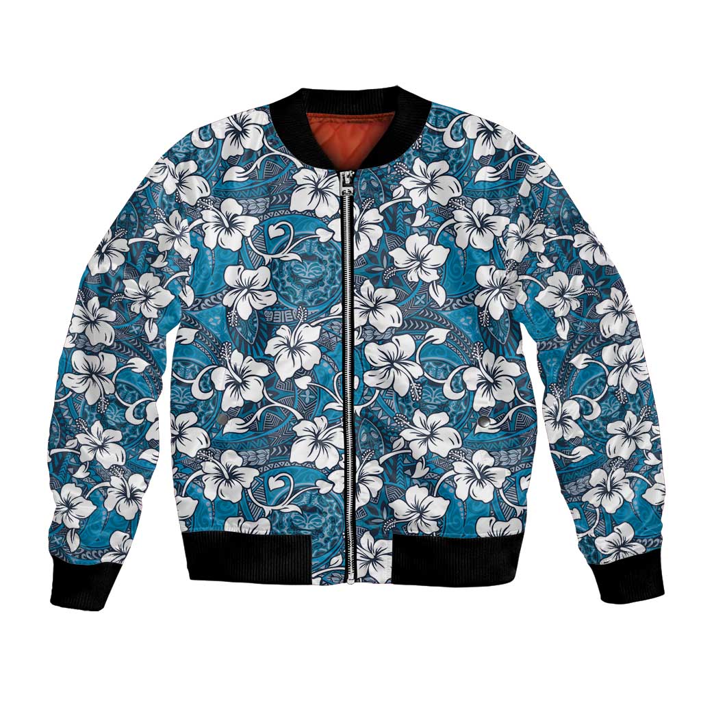 Karakarawa Bula Fiji Bomber Jacket Fijian Tapa Seamless Hibiscus - Polynesian Pride
