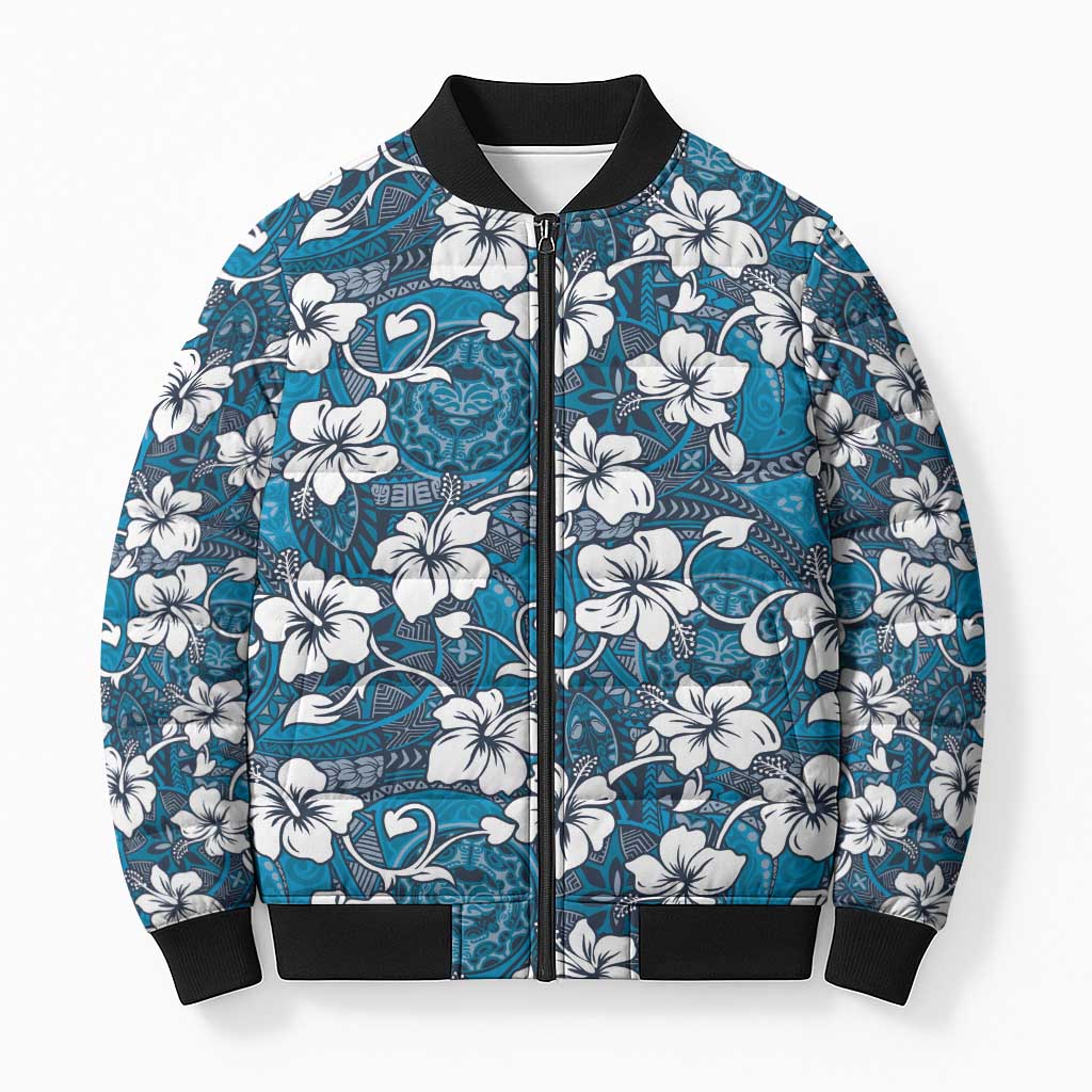 Karakarawa Bula Fiji Bomber Puffer Jacket Fijian Tapa Seamless Hibiscus - Polynesian Pride