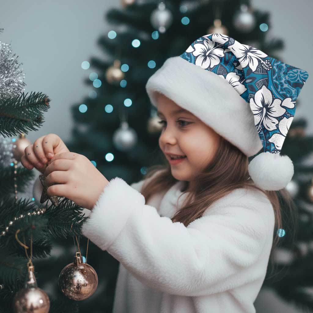 Karakarawa Bula Fiji Christmas Santa Hat Fijian Tapa Seamless Hibiscus - Polynesian Pride