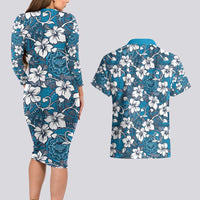 Karakarawa Bula Fiji Couples Matching Long Sleeve Bodycon Dress and Hawaiian Shirt Fijian Tapa Seamless Hibiscus - Polynesian Pride
