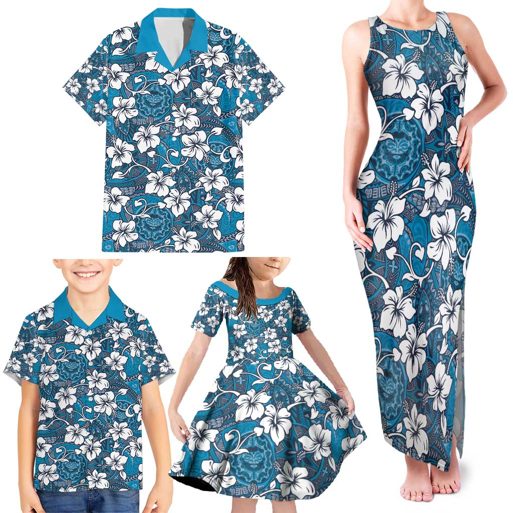 Karakarawa Bula Fiji Family Matching Tank Maxi Dress and Hawaiian Shirt Fijian Tapa Seamless Hibiscus - Polynesian Pride