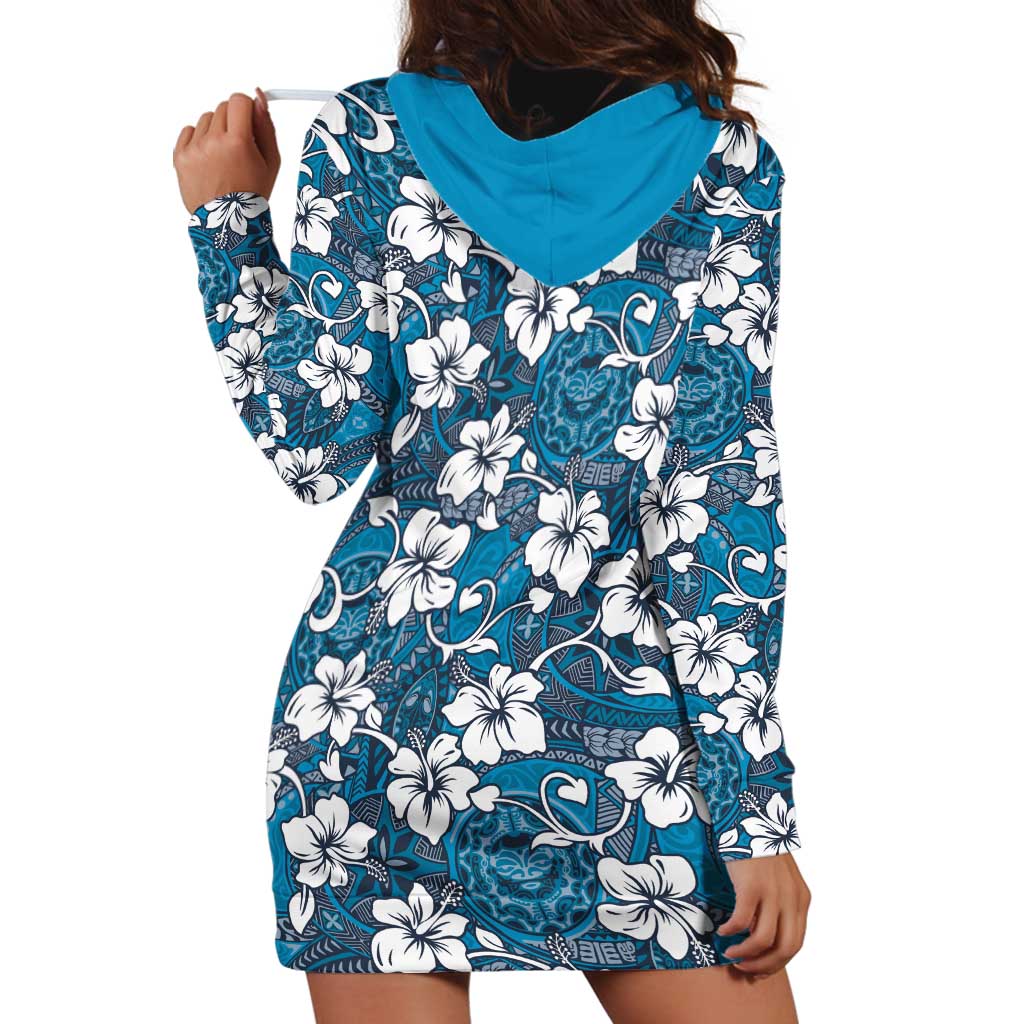 Karakarawa Bula Fiji Hoodie Dress Fijian Tapa Seamless Hibiscus - Polynesian Pride