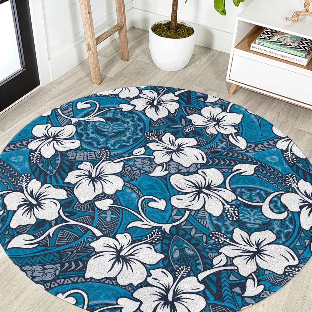 Karakarawa Bula Fiji Round Carpet Fijian Tapa Seamless Hibiscus - Polynesian Pride