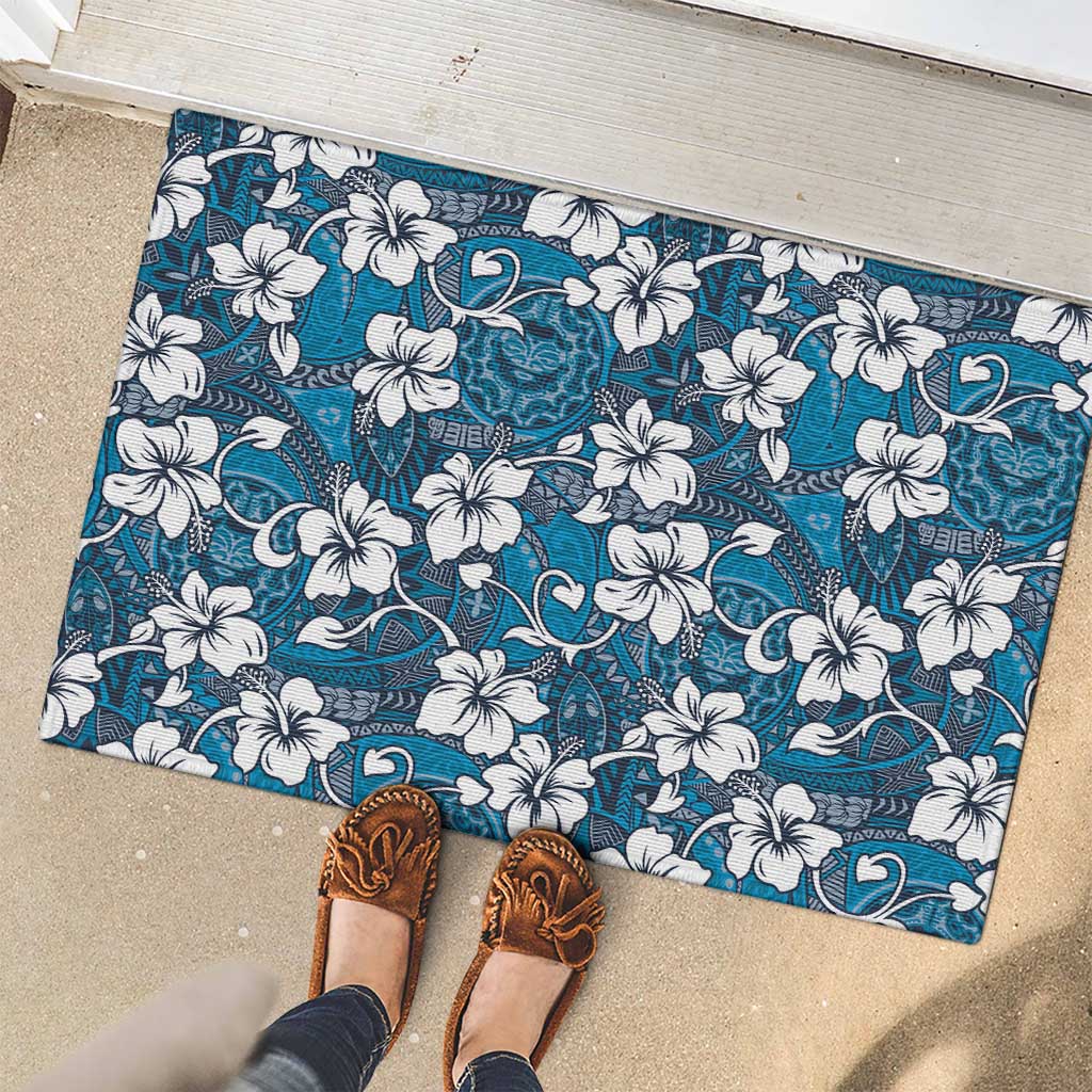 Karakarawa Bula Fiji Rubber Doormat Fijian Tapa Seamless Hibiscus - Polynesian Pride