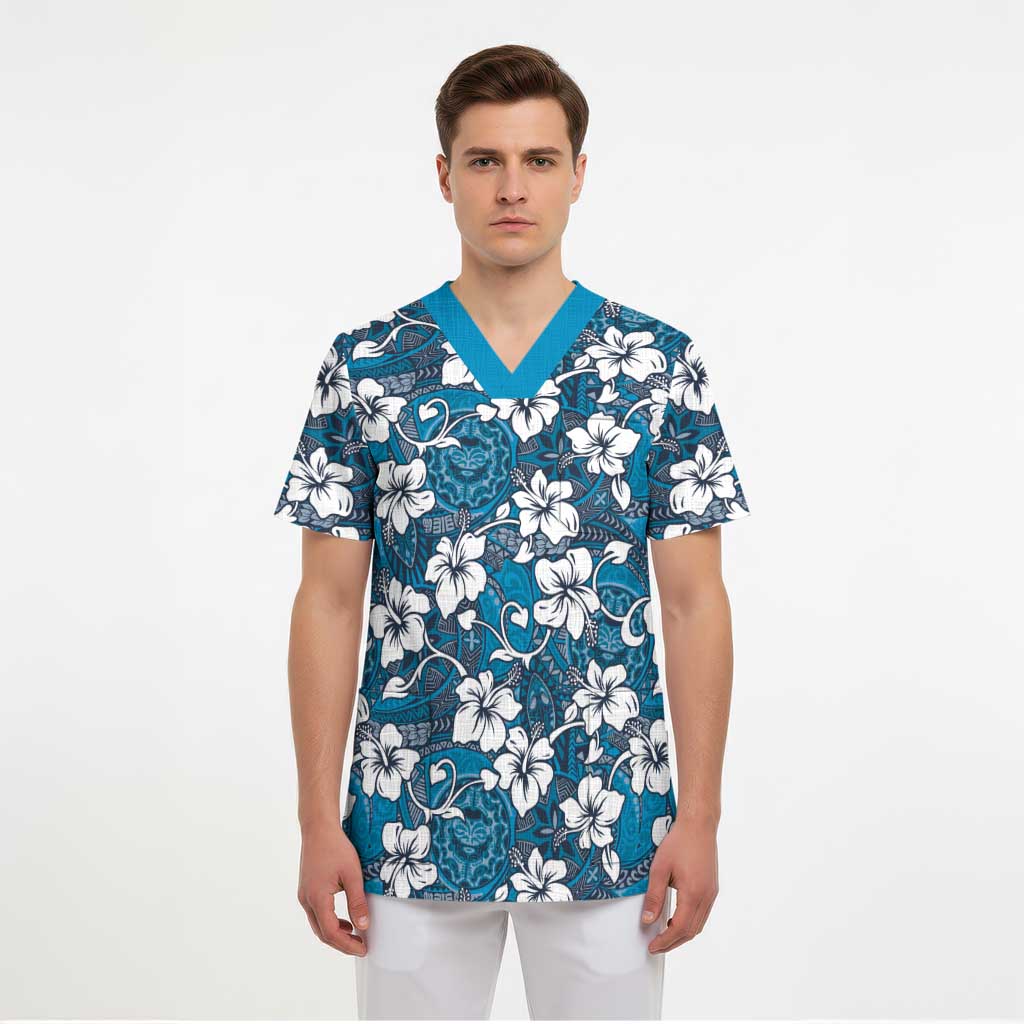 Karakarawa Bula Fiji Scrub Top Fijian Tapa Seamless Hibiscus - Polynesian Pride