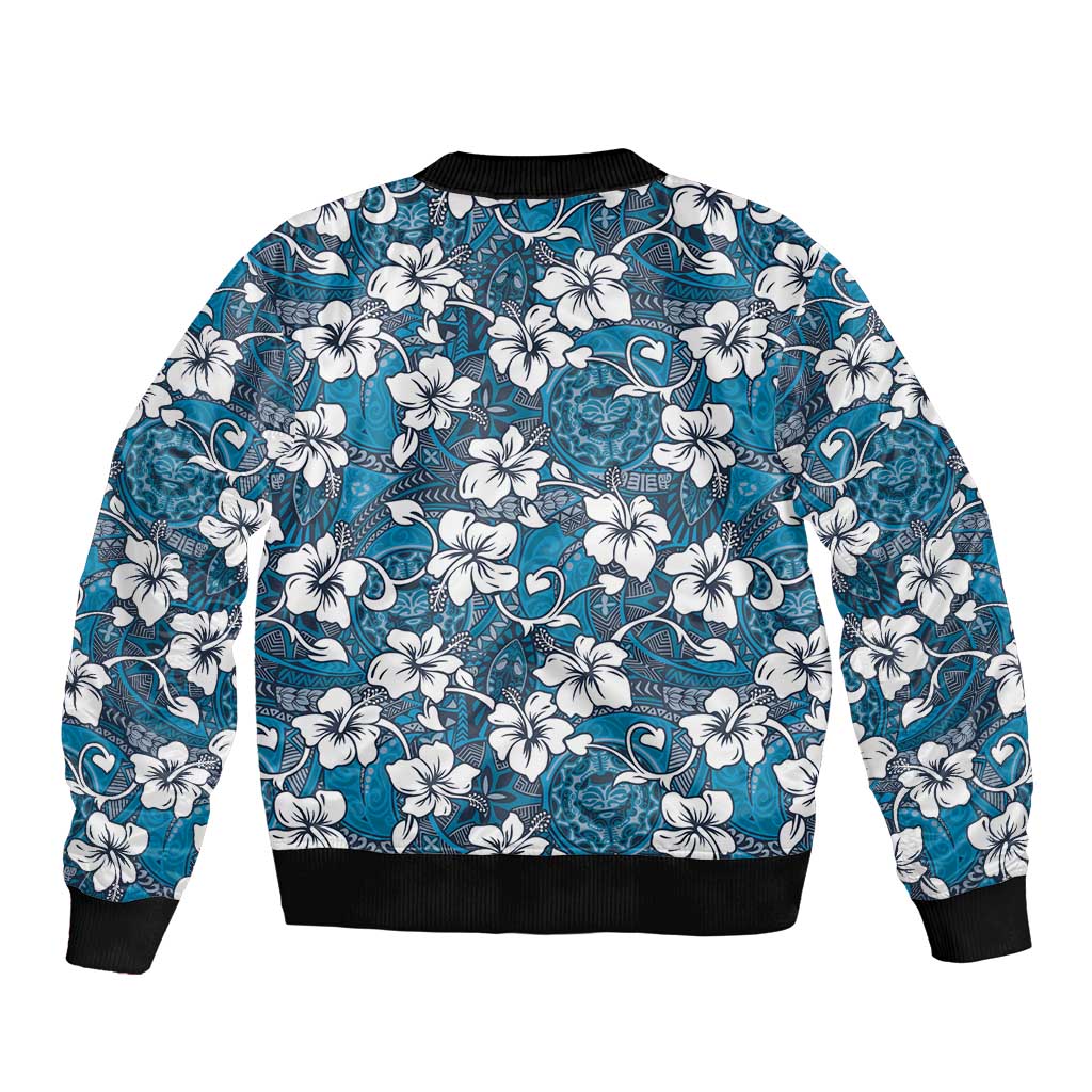 Karakarawa Bula Fiji Sleeve Zip Bomber Jacket Fijian Tapa Seamless Hibiscus - Polynesian Pride