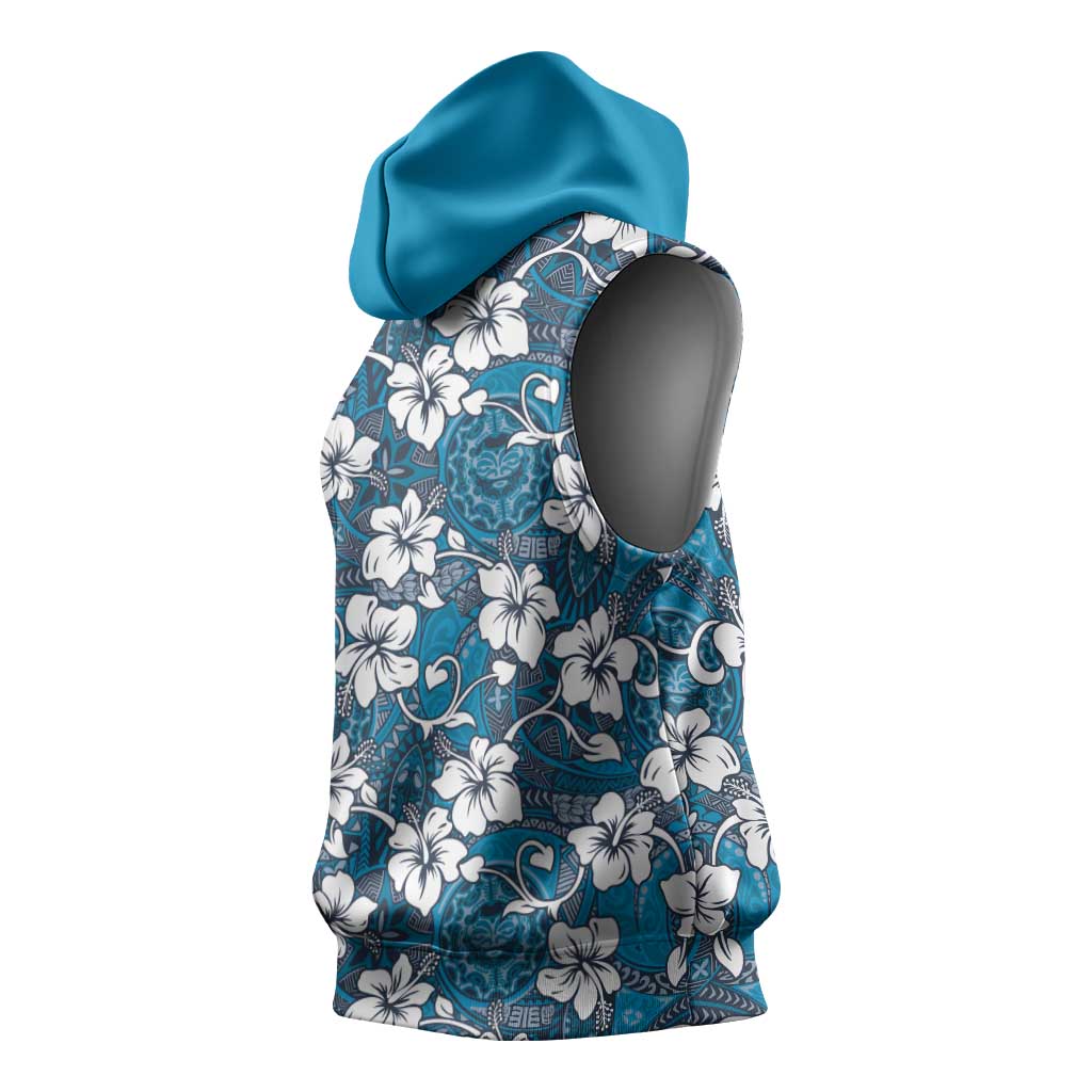 Karakarawa Bula Fiji Sleeveless Hoodie Fijian Tapa Seamless Hibiscus - Polynesian Pride