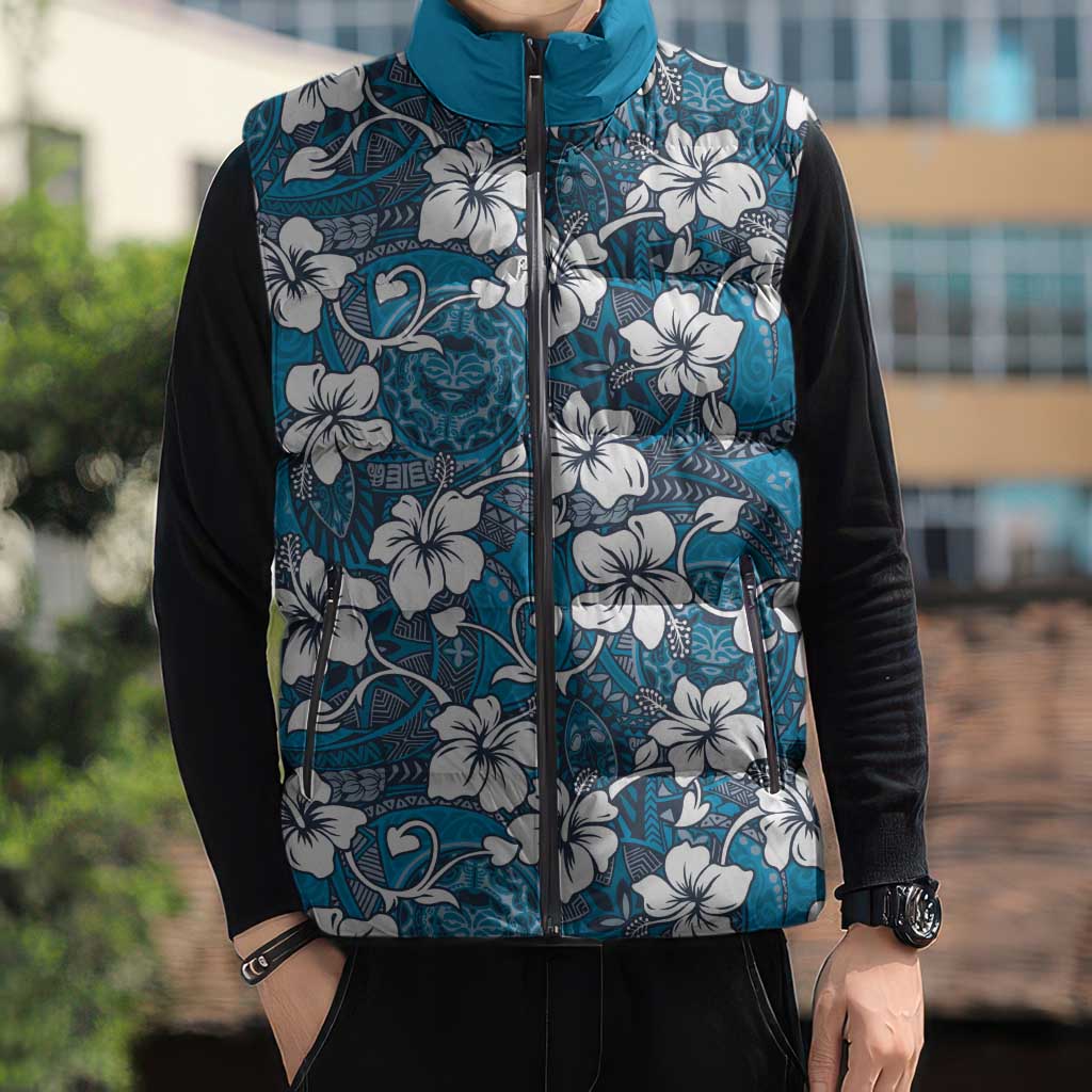 Karakarawa Bula Fiji Sleeveless Puffer Jacket Fijian Tapa Seamless Hibiscus - Polynesian Pride