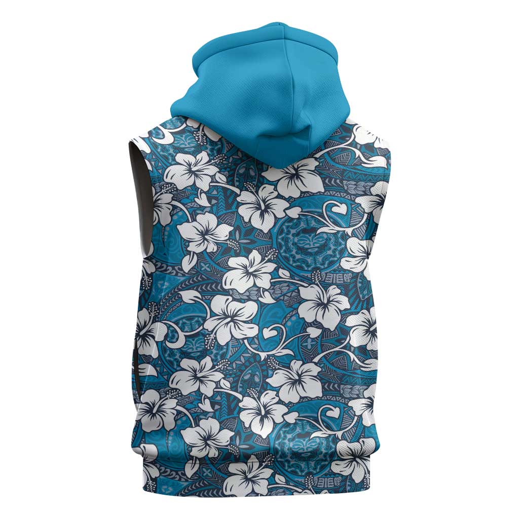 Karakarawa Bula Fiji Sleeveless Zip Hoodie Fijian Tapa Seamless Hibiscus - Polynesian Pride