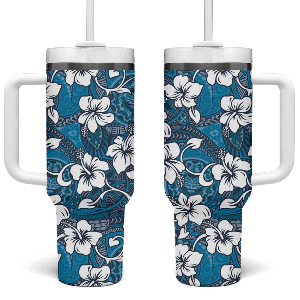 Karakarawa Bula Fiji Tumbler With Handle Fijian Tapa Seamless Hibiscus - Polynesian Pride
