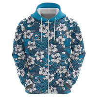 Karakarawa Bula Fiji Zip Hoodie Fijian Tapa Seamless Hibiscus - Polynesian Pride