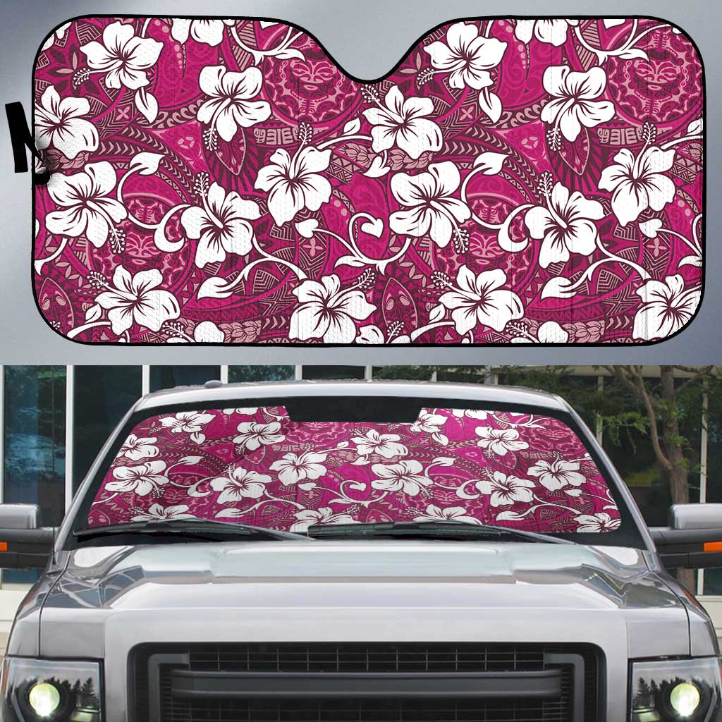 Piqi Bula Fiji Auto Sun Shade Fijian Tapa Seamless Hibiscus - Polynesian Pride