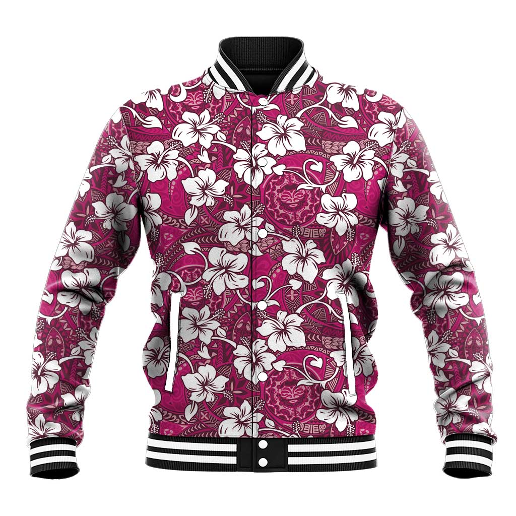 Piqi Bula Fiji Baseball Jacket Fijian Tapa Seamless Hibiscus - Polynesian Pride