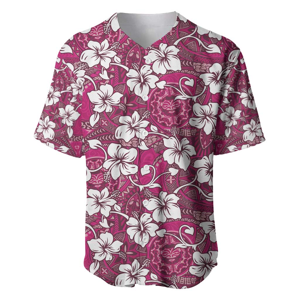 Piqi Bula Fiji Baseball Jersey Fijian Tapa Seamless Hibiscus - Polynesian Pride