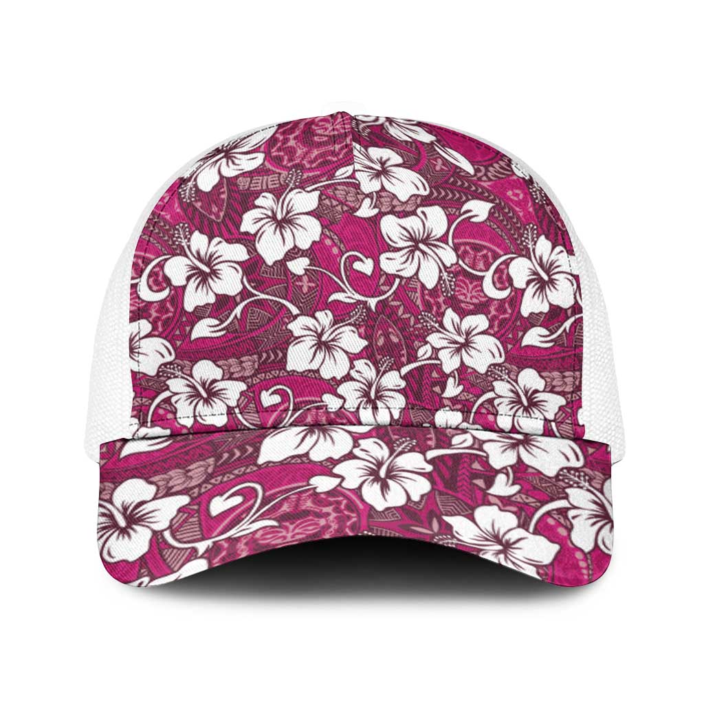 Piqi Bula Fiji Baseball Net Cap Fijian Tapa Seamless Hibiscus - Polynesian Pride