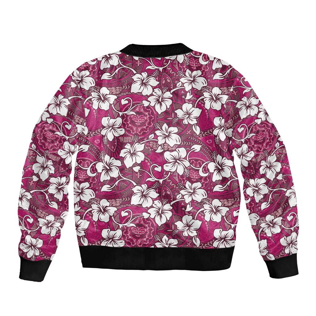 Piqi Bula Fiji Bomber Jacket Fijian Tapa Seamless Hibiscus - Polynesian Pride