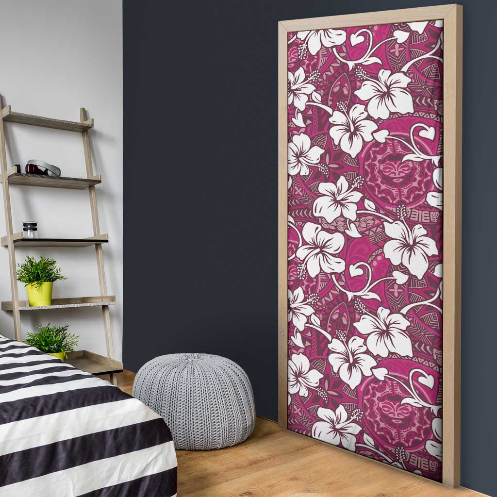 Piqi Bula Fiji Door Cover Fijian Tapa Seamless Hibiscus - Polynesian Pride