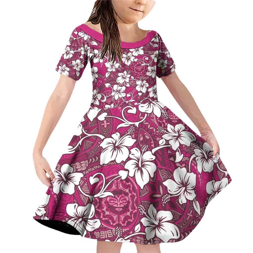 Piqi Bula Fiji Family Matching Off Shoulder Short Dress and Hawaiian Shirt Fijian Tapa Seamless Hibiscus - Polynesian Pride