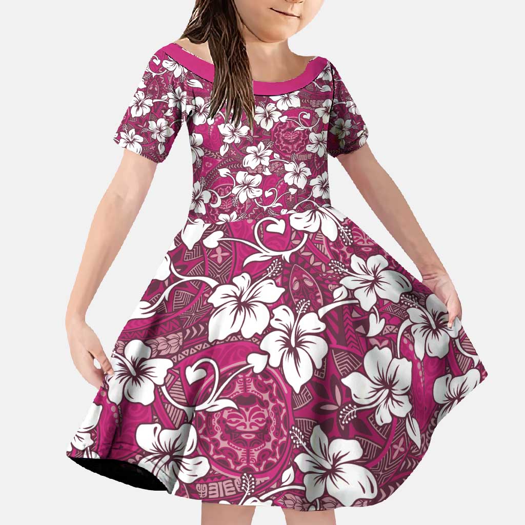 Piqi Bula Fiji Family Matching Short Sleeve Bodycon Dress and Hawaiian Shirt Fijian Tapa Seamless Hibiscus - Polynesian Pride