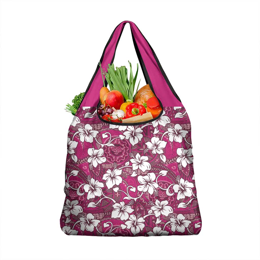 Piqi Bula Fiji Grocery Bag Fijian Tapa Seamless Hibiscus - Polynesian Pride