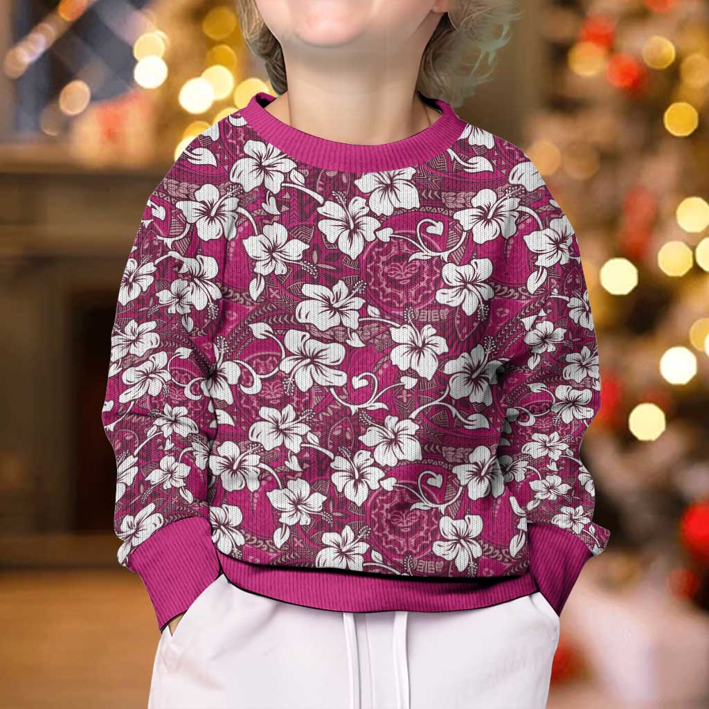 Piqi Bula Fiji Kid Ugly Christmas Sweater Fijian Tapa Seamless Hibiscus - Polynesian Pride
