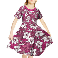 Piqi Bula Fiji Kid Short Sleeve Dress Fijian Tapa Seamless Hibiscus - Polynesian Pride