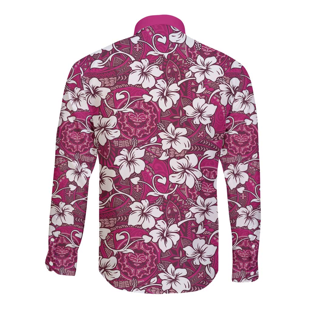 Piqi Bula Fiji Long Sleeve Button Shirt Fijian Tapa Seamless Hibiscus - Polynesian Pride