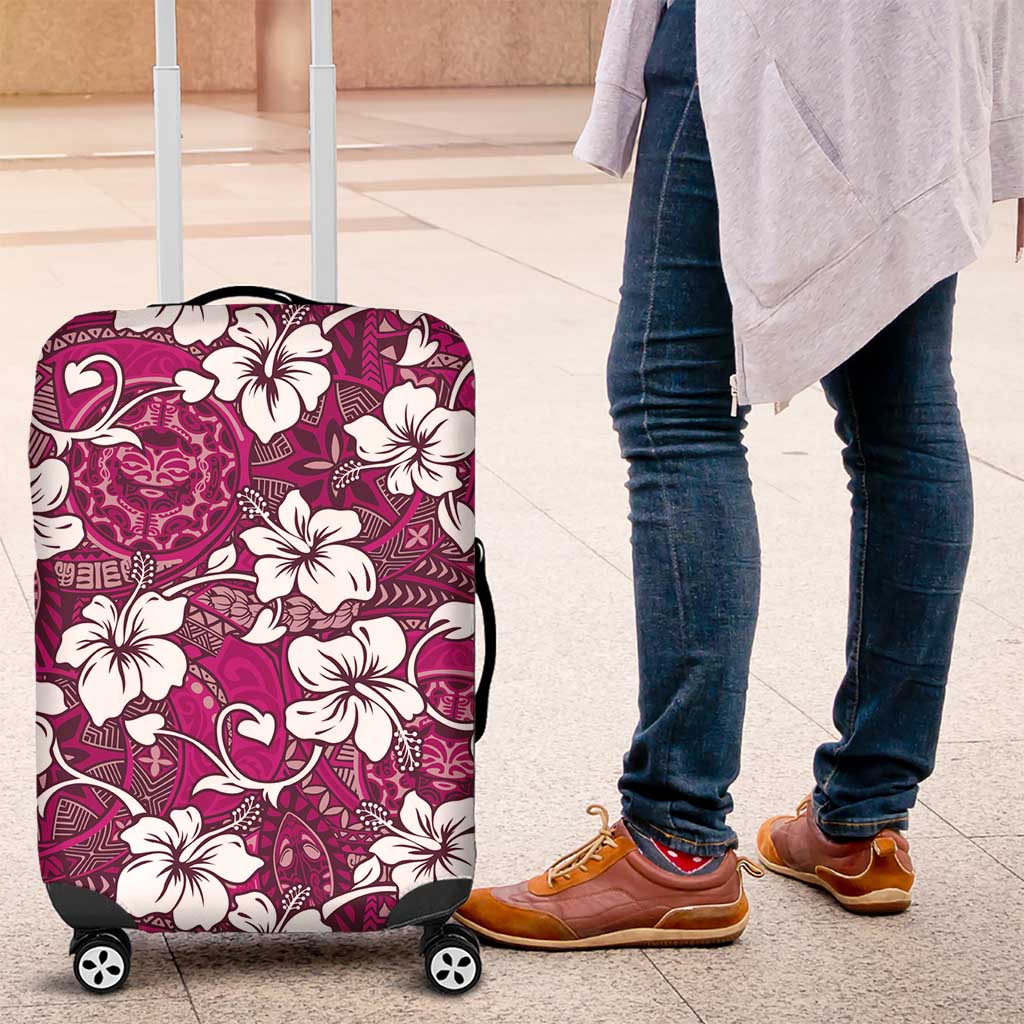 Piqi Bula Fiji Luggage Cover Fijian Tapa Seamless Hibiscus - Polynesian Pride