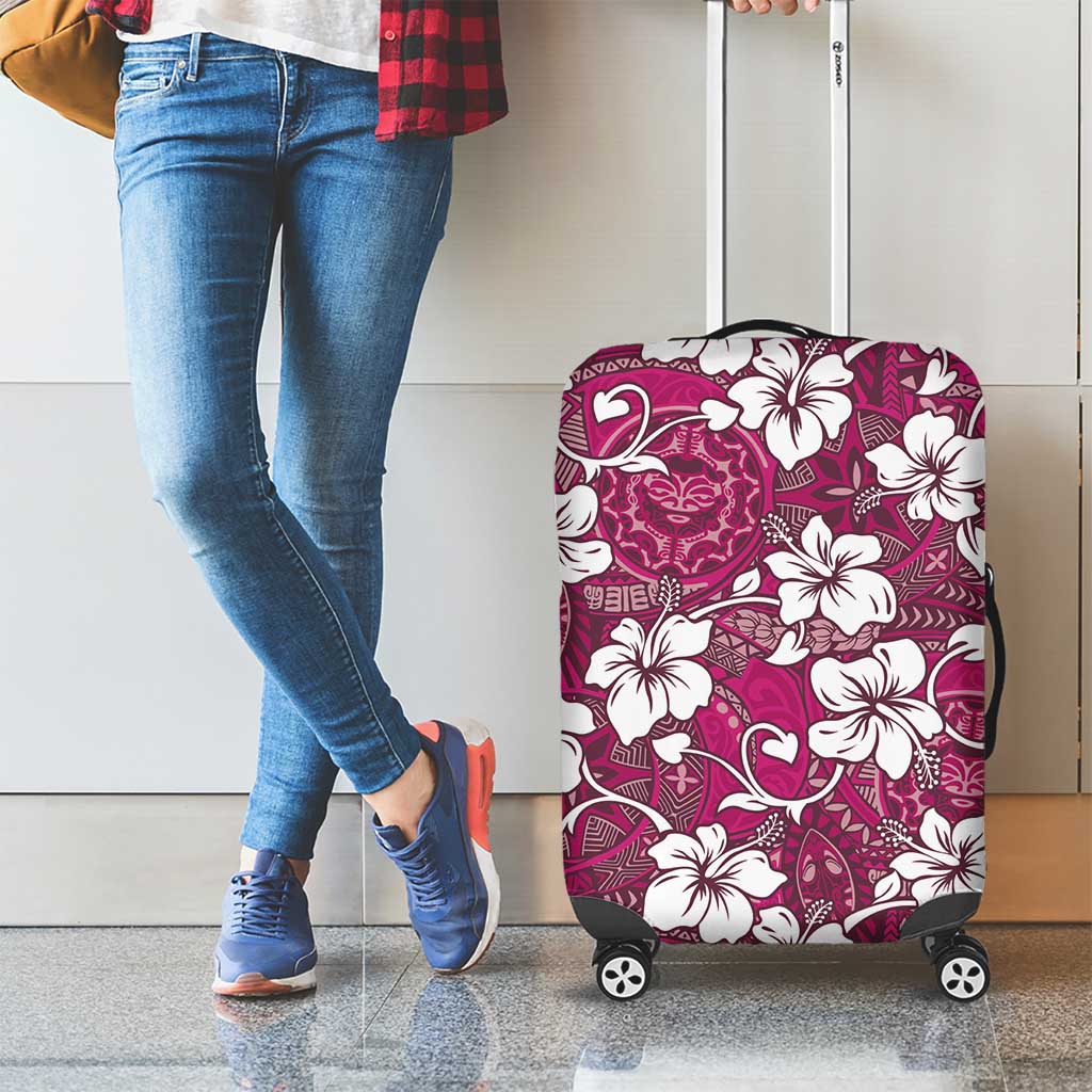Piqi Bula Fiji Luggage Cover Fijian Tapa Seamless Hibiscus - Polynesian Pride