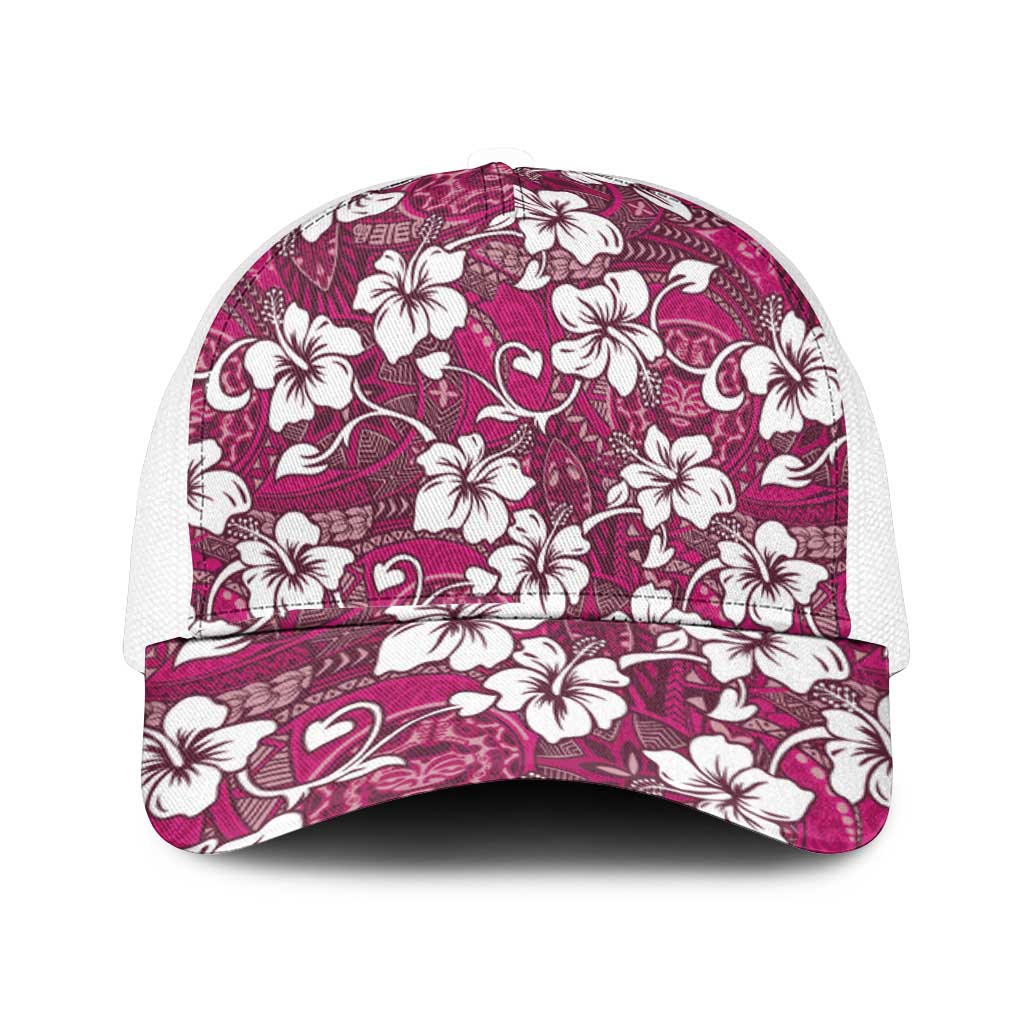 Piqi Bula Fiji Mesh Trucker Cap Fijian Tapa Seamless Hibiscus - Polynesian Pride