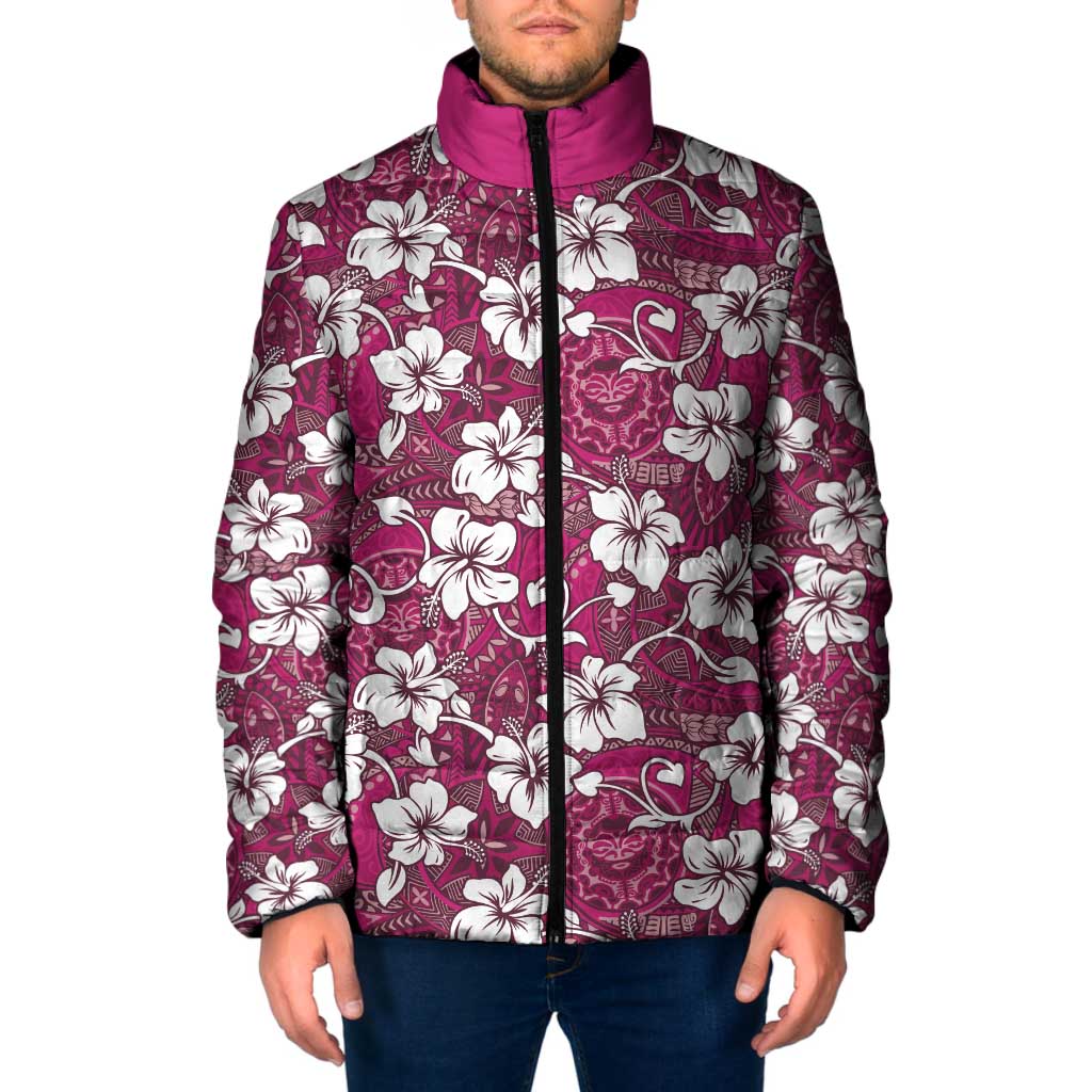 Piqi Bula Fiji Padded Jacket Fijian Tapa Seamless Hibiscus - Polynesian Pride
