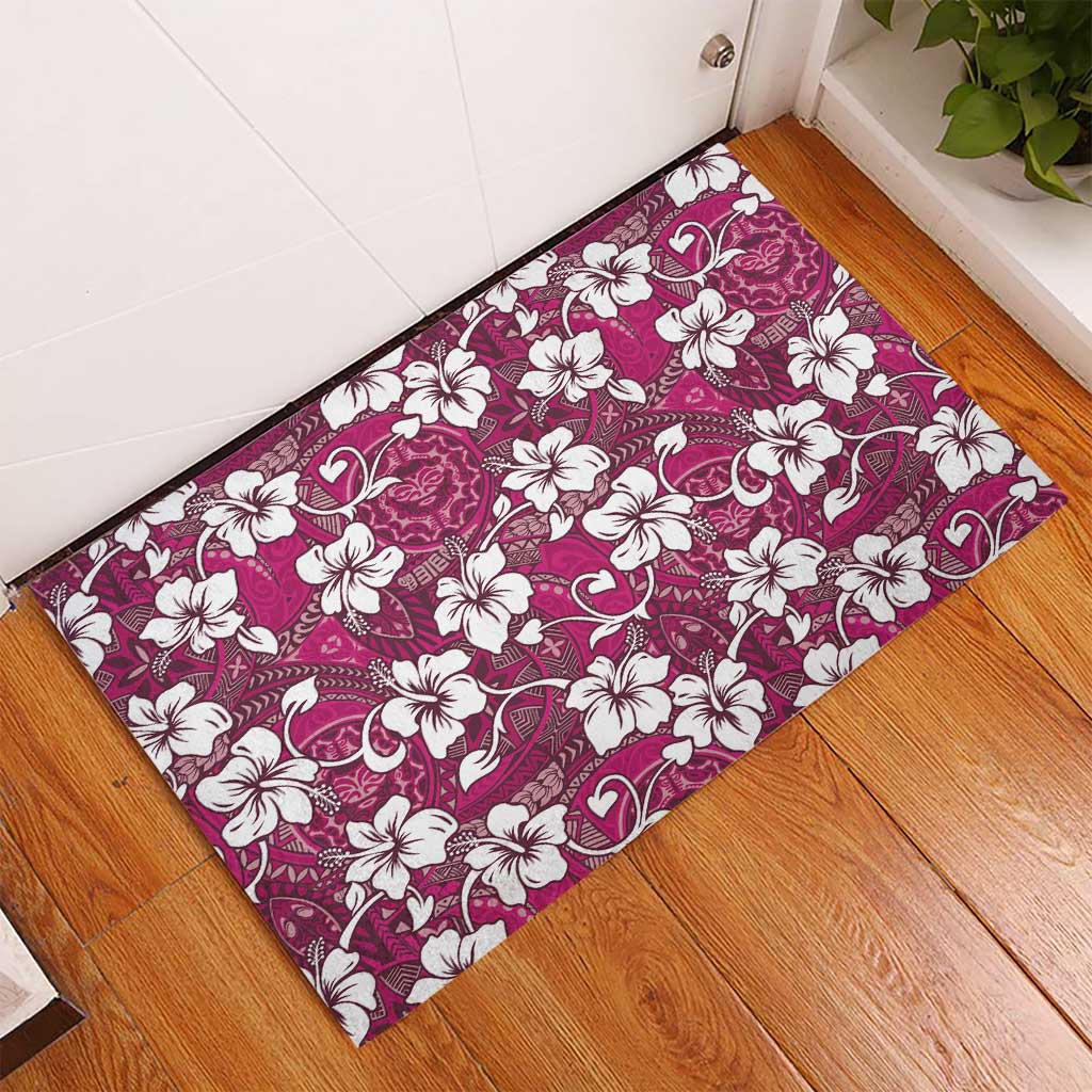 Piqi Bula Fiji Rubber Doormat Fijian Tapa Seamless Hibiscus - Polynesian Pride