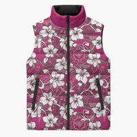 Piqi Bula Fiji Sleeveless Puffer Jacket Fijian Tapa Seamless Hibiscus - Polynesian Pride
