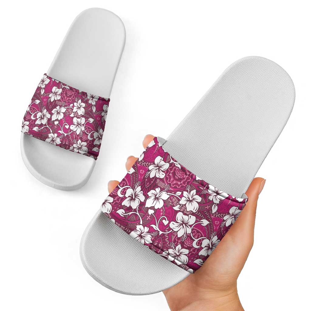 Piqi Bula Fiji Slide Sandals Fijian Tapa Seamless Hibiscus - Polynesian Pride