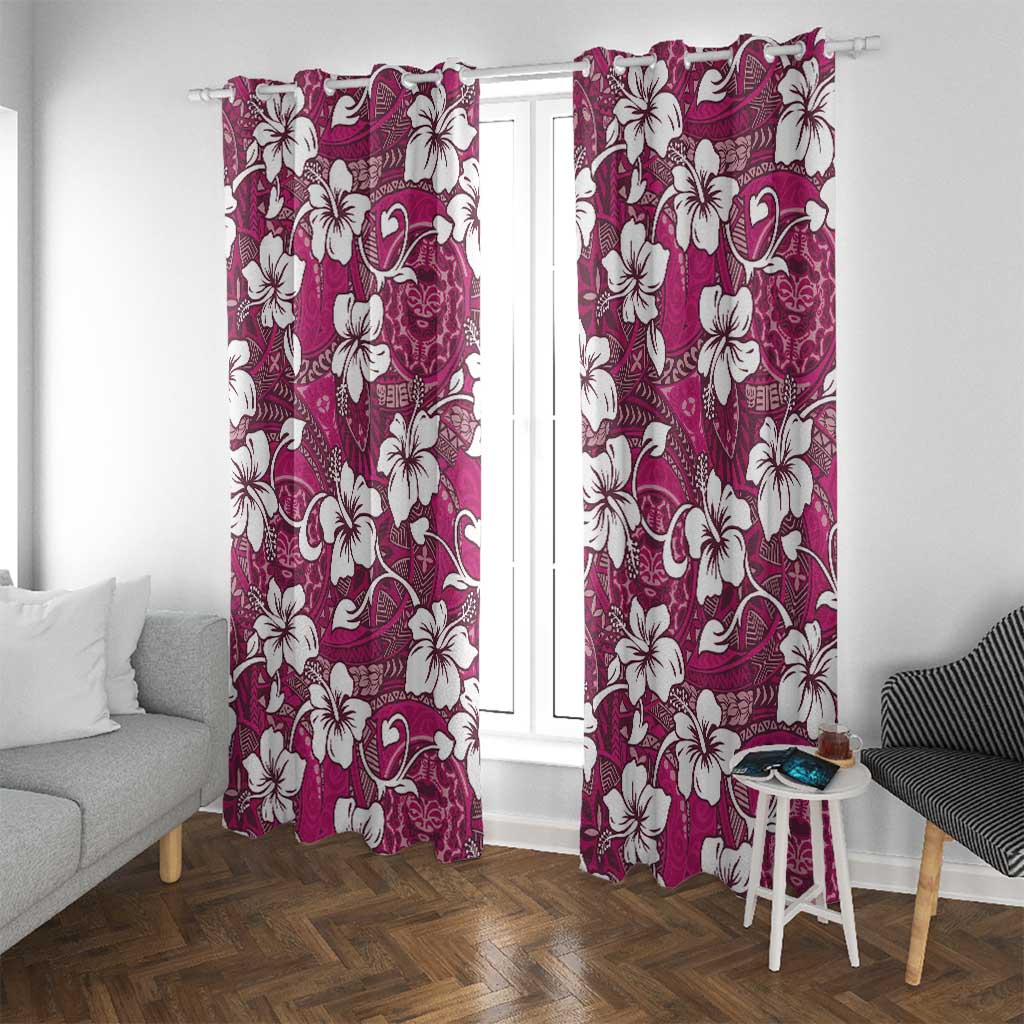 Piqi Bula Fiji Window Curtain Fijian Tapa Seamless Hibiscus - Polynesian Pride