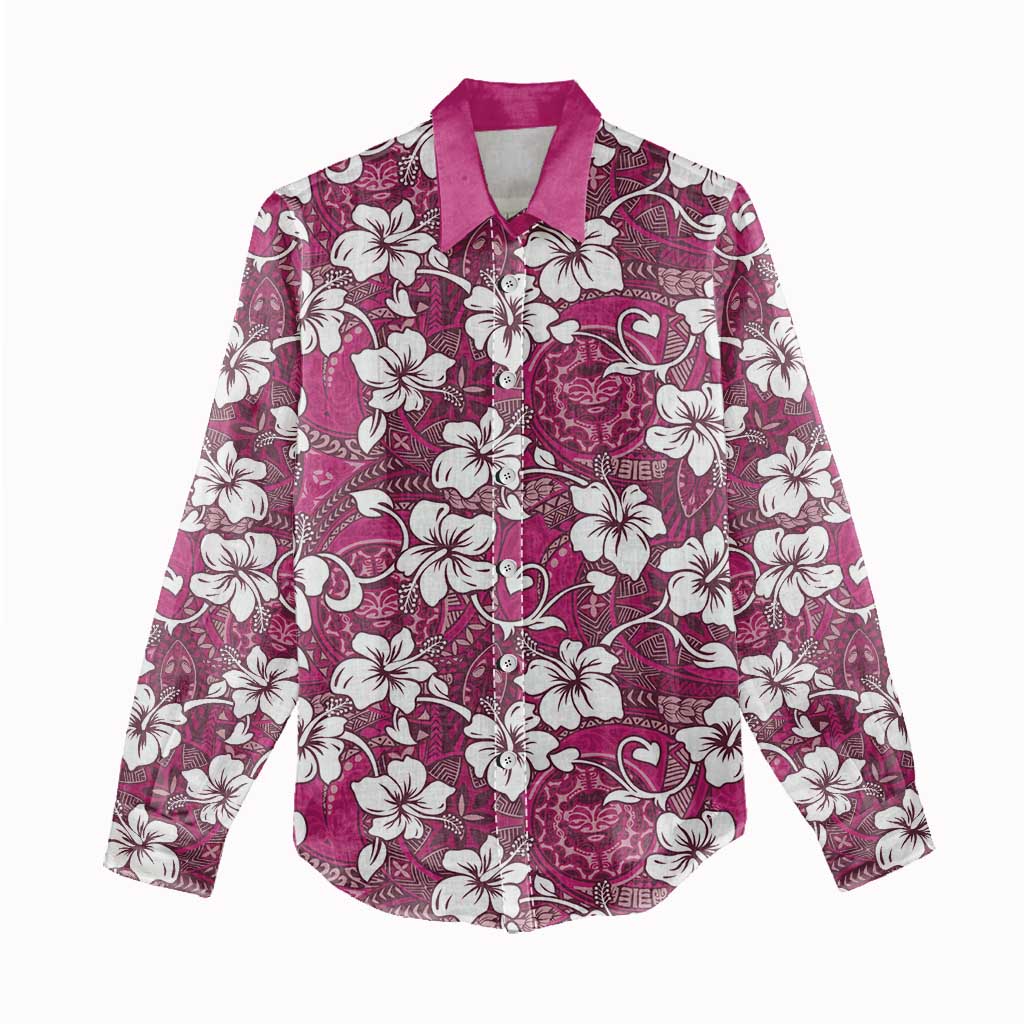 Piqi Bula Fiji Women Casual Shirt Fijian Tapa Seamless Hibiscus - Polynesian Pride