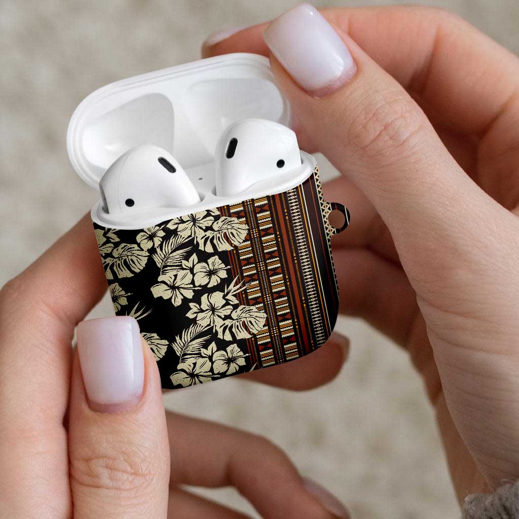Bula Fiji Masi AirPods Case Tapa Tropical Hibiscus Half Stylized - Polynesian Pride