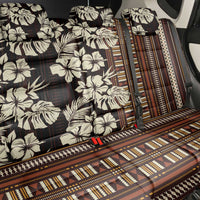 Bula Fiji Masi Back Car Seat Cover Tapa Tropical Hibiscus Half Stylized - Polynesian Pride