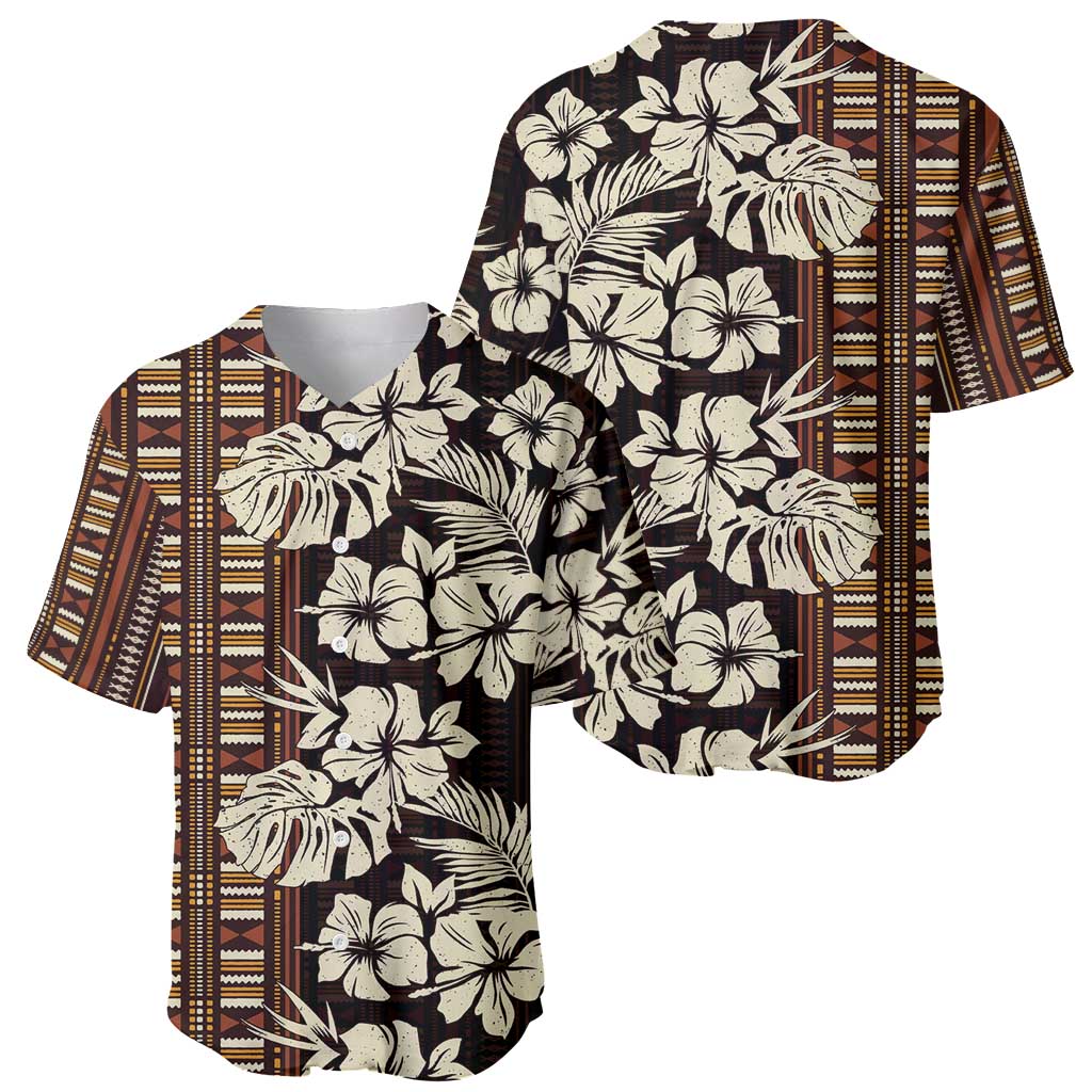 Bula Fiji Masi Baseball Jersey Tapa Tropical Hibiscus Half Stylized - Polynesian Pride
