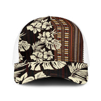 Bula Fiji Masi Baseball Net Cap Tapa Tropical Hibiscus Half Stylized - Polynesian Pride