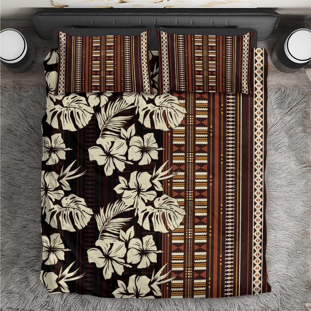 Bula Fiji Masi Bedding Set Tapa Tropical Hibiscus Half Stylized - Polynesian Pride