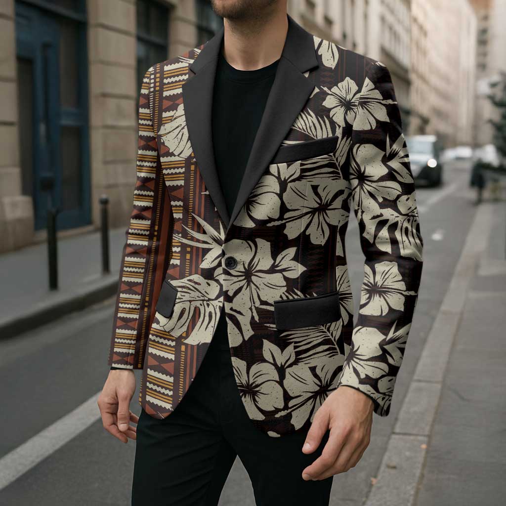 Bula Fiji Masi Blazer Tapa Tropical Hibiscus Half Stylized - Polynesian Pride