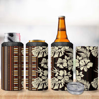 Bula Fiji Masi 4 in 1 Can Cooler Tumbler Tapa Tropical Hibiscus Half Stylized - Polynesian Pride