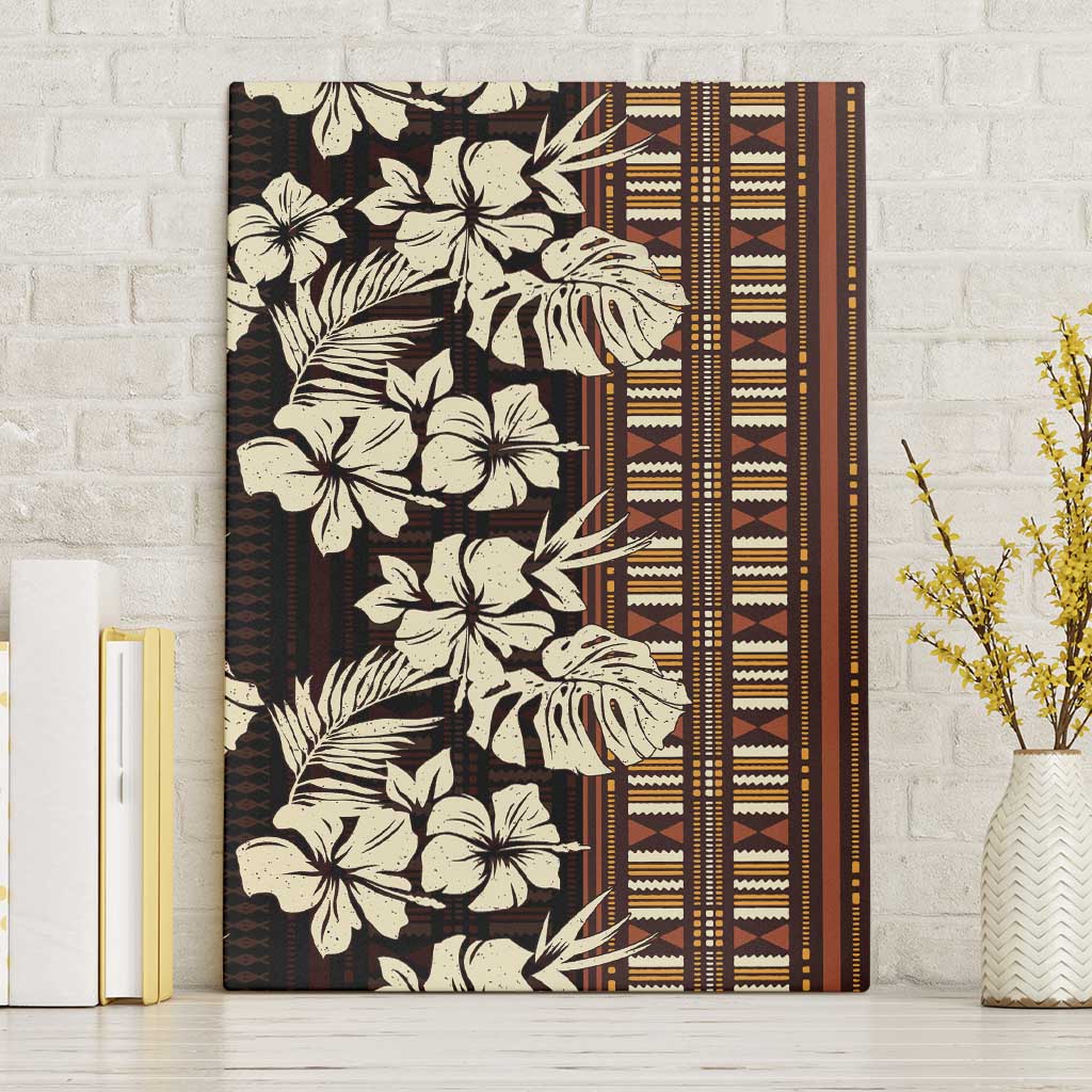 Bula Fiji Masi Canvas Wall Art Tapa Tropical Hibiscus Half Stylized - Polynesian Pride